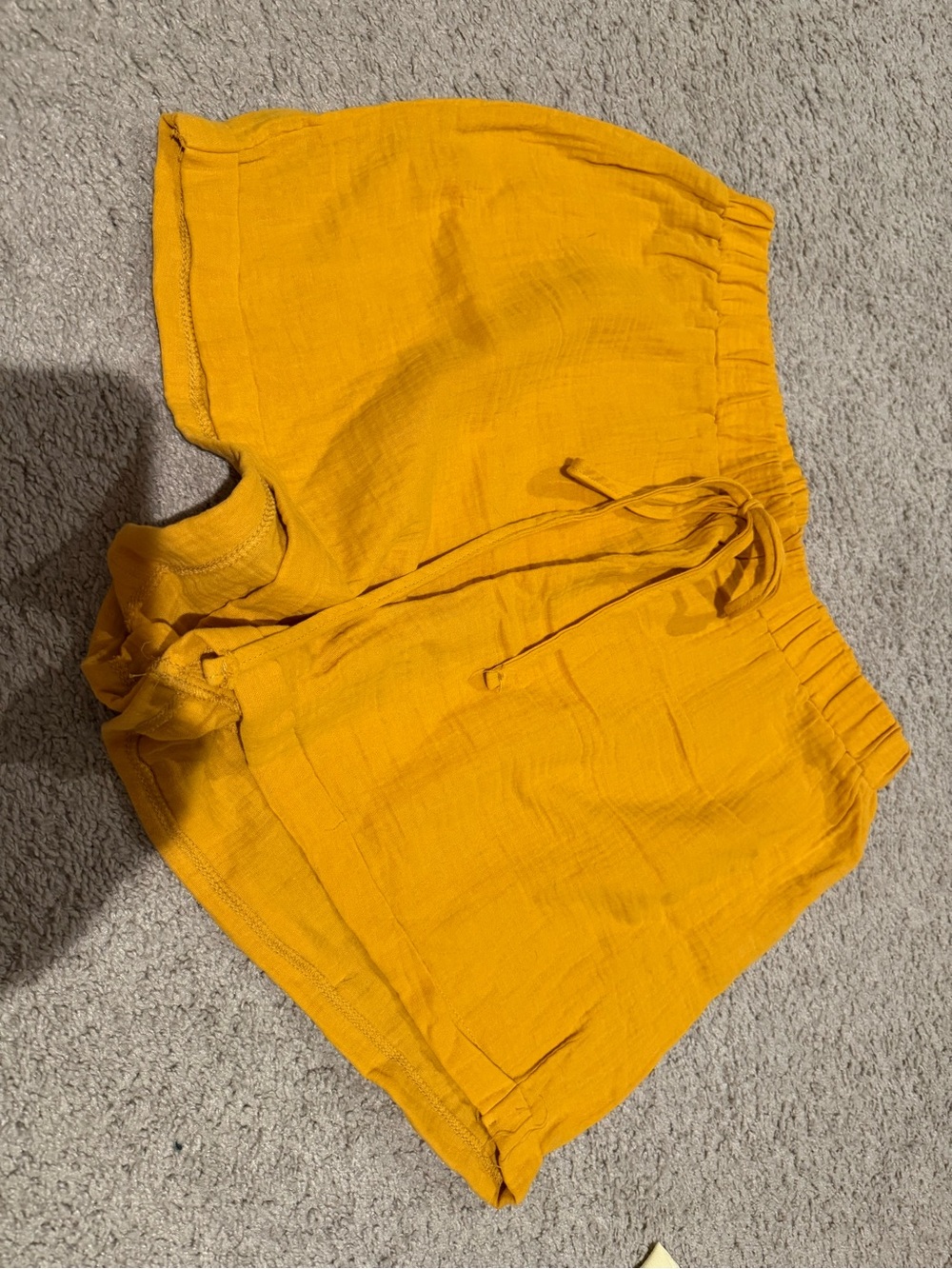 SHEIN Golden Yellow Drawstring Casual Athletic Shorts